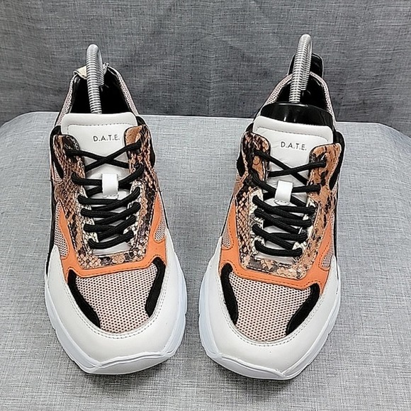 D.a.t.e. Fuga python embossed chunky leather trainer / sneaker women's 8.5 - Picture 2 of 12